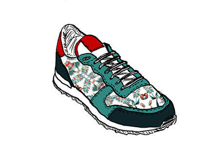 ::Flowers pattern:: sketches on footwear