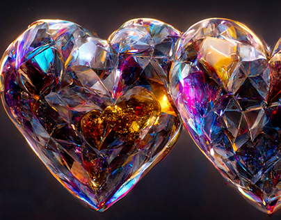 Crystal hearts, polygon hearts.