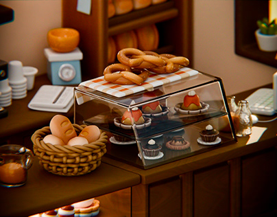3D Tiny Bakery & Coffee Shop