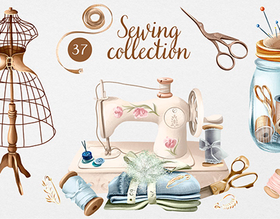 Watercolor Sewing needlework collection