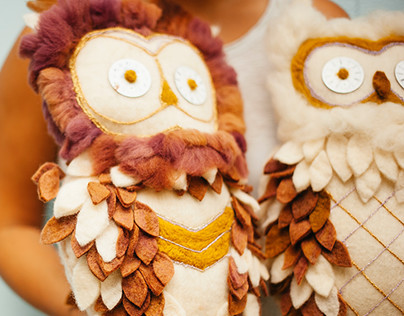 Hand-felted owls