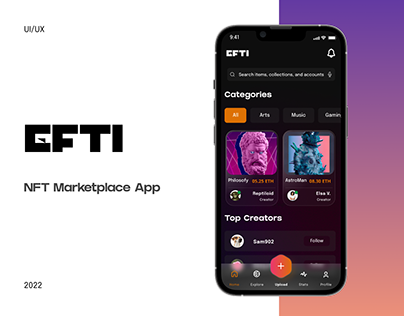 Project thumbnail - EFTI - NFT Marketplace Mobile App UI/UX