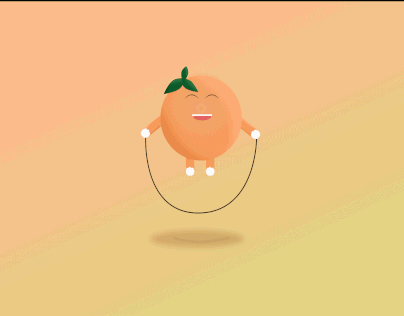 Character orange skipping animation