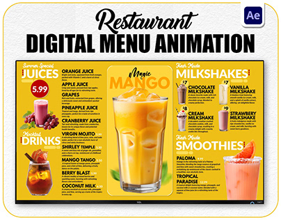 Restaurant Digital Menu Board Animation