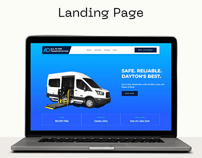 Transport landing page design
