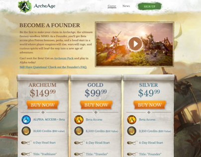 ArcheAge Founders Pack Page