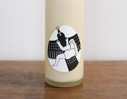"Sake"＝Eggnog ,label illustration.