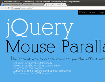 jQuery Mouse Parallax, jQuery plugin scrolling website