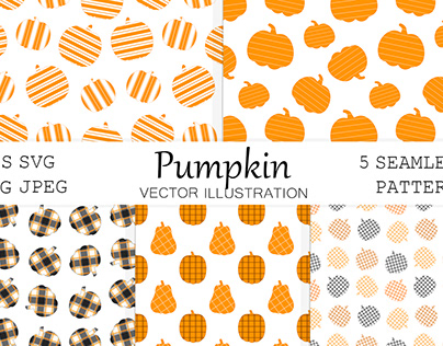 Pumpkin pattern. Pumpkin plaid print. Pumpkin strips