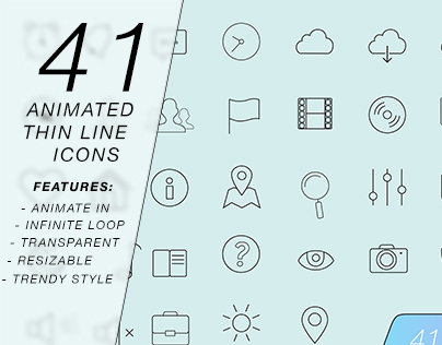 41 Thin Line Animated Icons