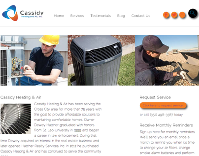 Website for Cassidy Heating & Air