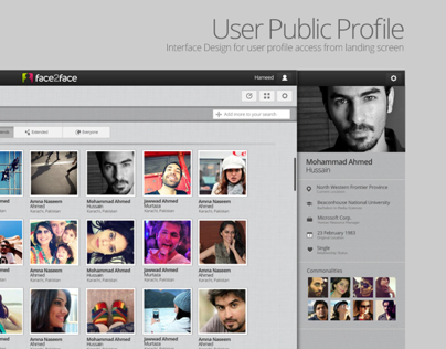 face2face - Social Networking Web App Design