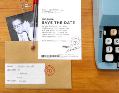 james bond wedding stationery / save the date