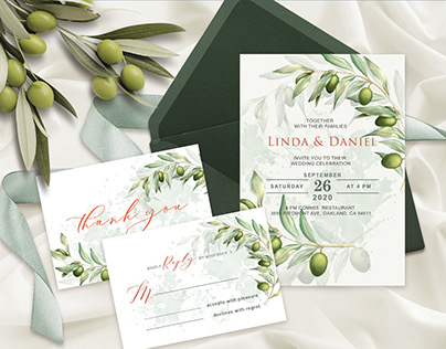 Olive Wedding Invitation Template