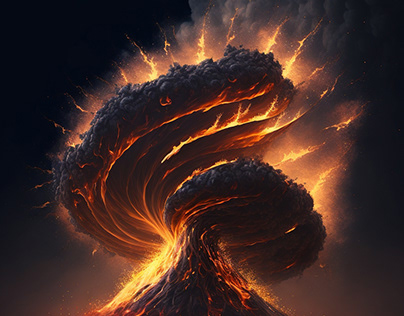 Firestorm from volcano