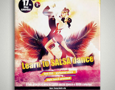 Poster example for salsa learning dance school. 