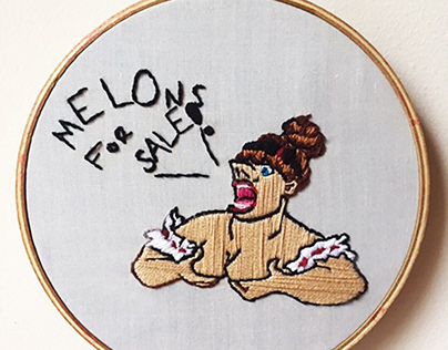 Melons for sale embroidery