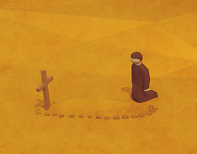 "Scenes of losses" series of low-poly illustrations