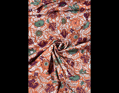 Light Brown Flower Print Cotton Fabric