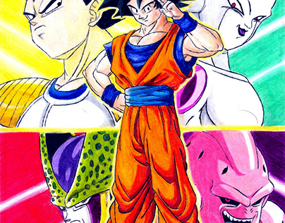 Goku and his villains. Dragon Ball Z 2014 Crayons