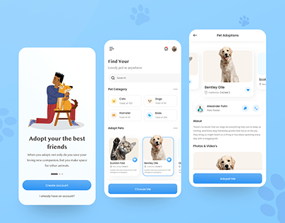 Pets Adoption App UI Design