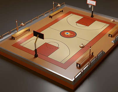 Basketball court modeled and rendered with Blender.