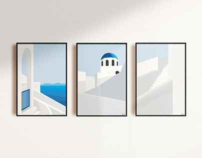 Santorini, Greece | Vector Illustrations