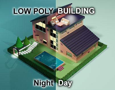 Low Poly Building (Day and Night) | Blender