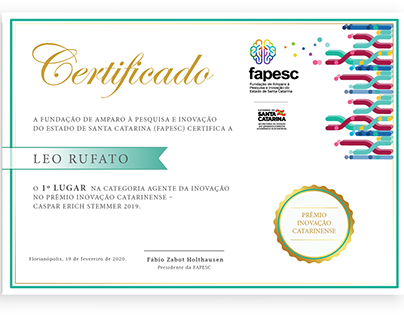Certificado l Prêmio Inovação Catarinense 2019