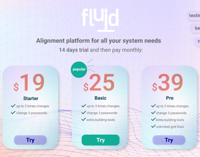Fluid pricing page