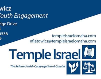 Temple Israel Business Cards