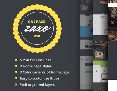 ZAXO - One Page PSD Template