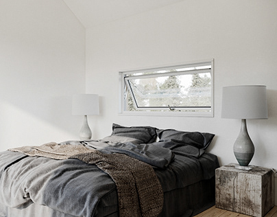 Visualization of a bedroom in Scandinavian style