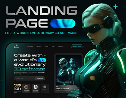 Landing Page for a world's evolutionary 3D software