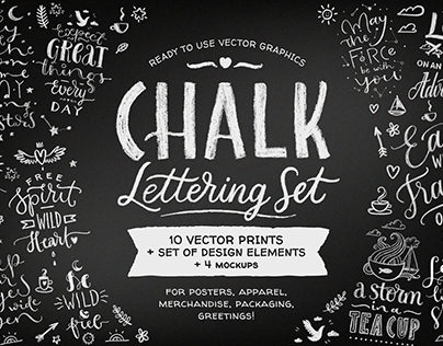 Big Chalk Lettering Set, Vector