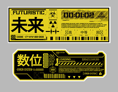 Elements, science fiction sticker for futuristic design
