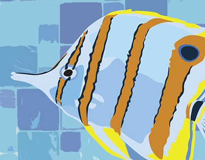 Copperbanded Butterflyfish Vector Stamp