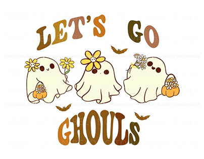 Floral Ghost Retro Lets Go Ghouls SVG