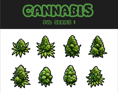 Cannabis Flower Buds Vector Illustration Series 1-2