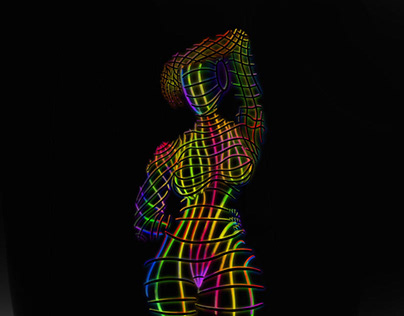 Neon cross contour figures