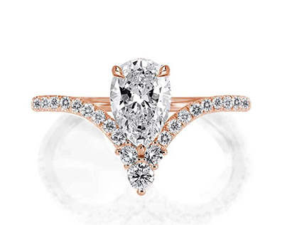 Rose Gold V-design Engagement Ring