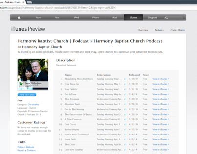 Harmony Baptist Church Podcast on iTunes