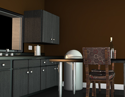 3d Kitchen  Texturing and Lighting 