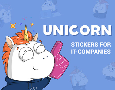Unicorn. Stickers for IT company