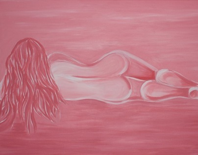 Modern Nude Monochromatic Acrylic Painting '14