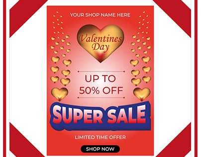 Valentines day sale poster or banner template