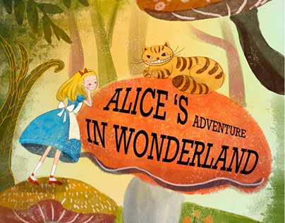 Alice in wonderland pop-up book illustration