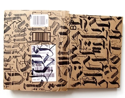 Calligraffiti on Old Boxes and Envelops 