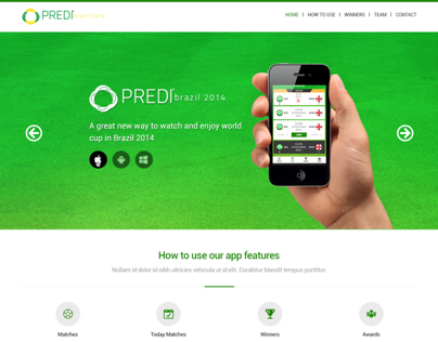 Predi- Landing page for mobile app for world cup 2014