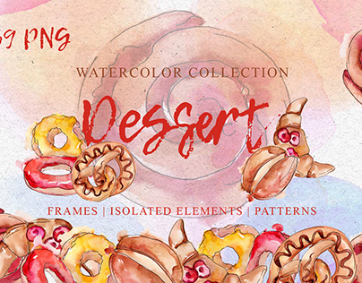 Testy Watercolor Dessert PNG set